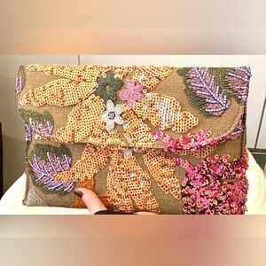 New Embroidered Sequin Floral Clutch Purse | Beaded Bag